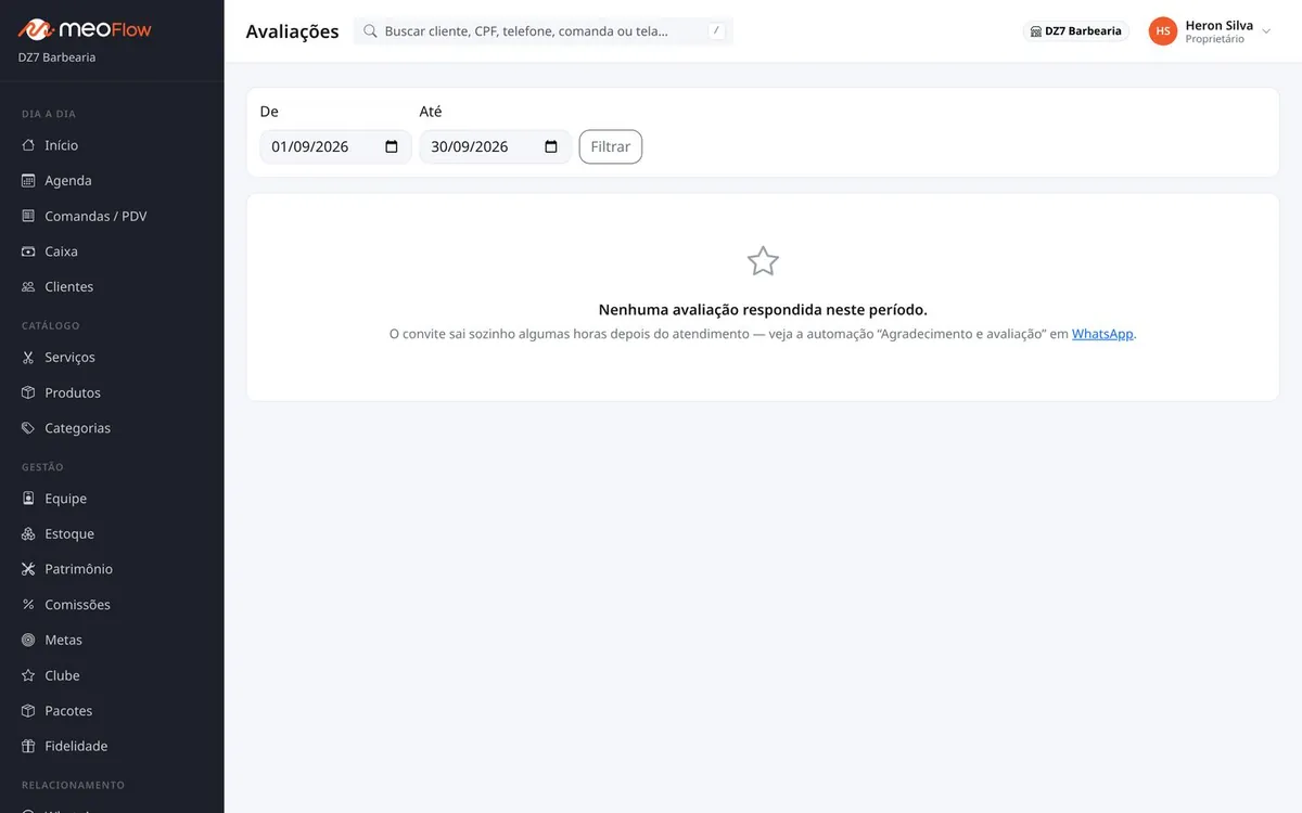 Avaliações no Meo Flow