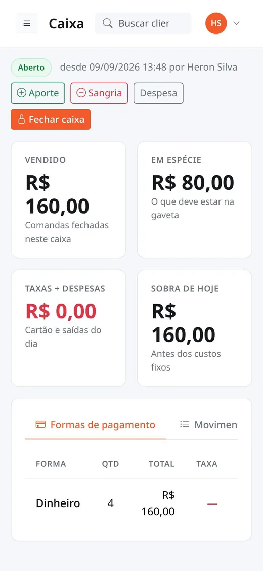 Caixa no celular